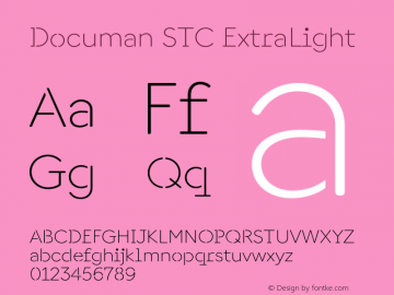 Documan STC ExtraLight Version 3.002;Glyphs 3.1.1 (3138)图片样张