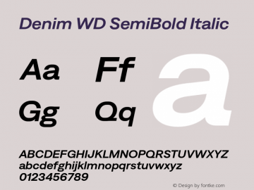 Denim WD SemiBold Italic Version 4.000;Glyphs 3.2 (3186)图片样张