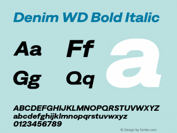 Denim WD Bold Italic Version 4.000;Glyphs 3.2 (3186)图片样张