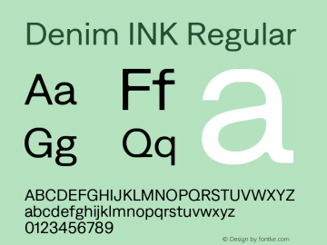 Denim INK Regular Version 4.000;Glyphs 3.2 (3190)图片样张