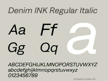 Denim INK Regular Italic Version 4.000;Glyphs 3.2 (3190)图片样张