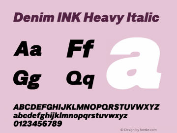 Denim INK Heavy Italic Version 4.000;Glyphs 3.2 (3190)图片样张