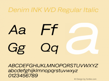 Denim INK WD Regular Italic Version 4.000;Glyphs 3.2 (3190)图片样张