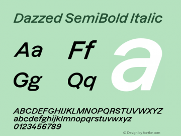 Dazzed SemiBold Italic Version 3.001;Glyphs 3.1.1 (3137)图片样张