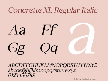 Concrette XL Regular Italic Version 1.000;Glyphs 3.2 (3236)图片样张