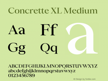 Concrette XL Medium Version 1.000;Glyphs 3.2 (3236)图片样张