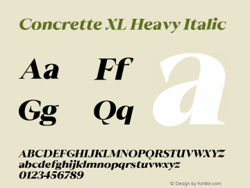 Concrette XL Heavy Italic Version 1.000;Glyphs 3.2 (3236)图片样张