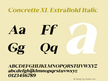 Concrette XL ExtraBold Italic Version 1.000;Glyphs 3.2 (3236)图片样张
