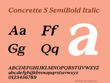 Concrette S SemiBold Italic Version 1.000;Glyphs 3.2 (3236)图片样张