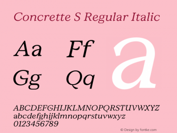 Concrette S Regular Italic Version 1.000;Glyphs 3.2 (3236)图片样张