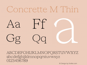 Concrette M Thin Version 1.000;Glyphs 3.2 (3236)图片样张