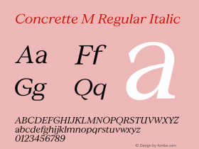 Concrette M Regular Italic Version 1.000;Glyphs 3.2 (3236)图片样张
