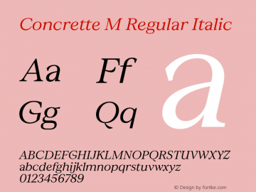 Concrette M Regular Italic Version 1.000;Glyphs 3.2 (3236)图片样张