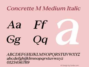 Concrette M Medium Italic Version 1.000;Glyphs 3.2 (3236)图片样张