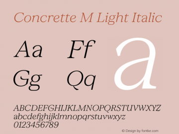 Concrette M Light Italic Version 1.000;Glyphs 3.2 (3236)图片样张