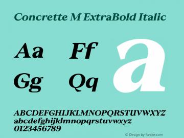 Concrette M ExtraBold Italic Version 1.000;Glyphs 3.2 (3236)图片样张
