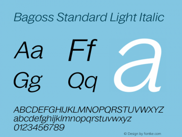Bagoss Standard Light Italic Version 4.000;Glyphs 3.2 (3245)图片样张