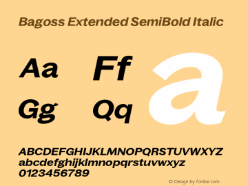 Bagoss Extended SemiBold Italic Version 4.000;Glyphs 3.2 (3245)图片样张