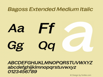 Bagoss Extended Medium Italic Version 4.000;Glyphs 3.2 (3245)图片样张