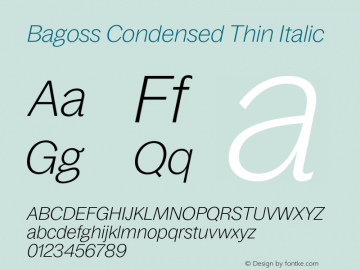 Bagoss Condensed Thin Italic Version 4.000;Glyphs 3.2 (3245)图片样张