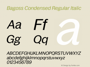 Bagoss Condensed Regular Italic Version 4.000;Glyphs 3.2 (3245)图片样张