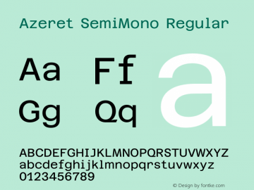 Azeret SemiMono Regular Version 1.000; Glyphs 3.0.3, build 3084图片样张