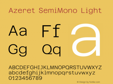 Azeret SemiMono Light Version 1.000; Glyphs 3.0.3, build 3084图片样张