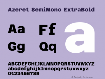 Azeret SemiMono ExtraBold Version 1.000; Glyphs 3.0.3, build 3084图片样张
