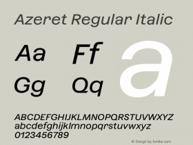 Azeret Regular Italic Version 1.000; Glyphs 3.0.3, build 3084图片样张