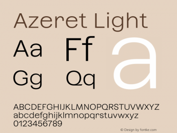 Azeret Light Version 1.000; Glyphs 3.0.3, build 3084图片样张