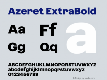Azeret ExtraBold Version 1.000; Glyphs 3.0.3, build 3084图片样张
