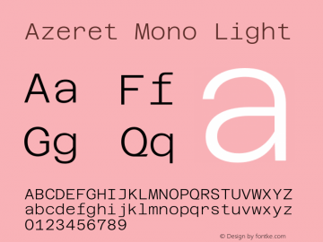 Azeret Mono Light Version 1.000; Glyphs 3.0.3, build 3084图片样张