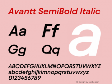 Avantt SemiBold Italic Version 3.002;Glyphs 3.1.1 (3138)图片样张