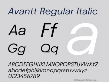 Avantt Regular Italic Version 3.002;Glyphs 3.1.1 (3138)图片样张