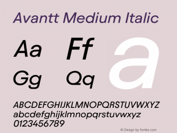 Avantt Medium Italic Version 3.002;Glyphs 3.1.1 (3138)图片样张