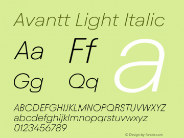Avantt Light Italic Version 3.002;Glyphs 3.1.1 (3138)图片样张