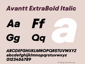 Avantt ExtraBold Italic Version 3.002;Glyphs 3.1.1 (3138)图片样张