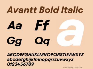 Avantt Bold Italic Version 3.002;Glyphs 3.1.1 (3138)图片样张
