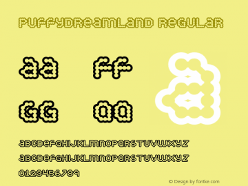 PuffyDreamland Regular 001.000 Font Sample
