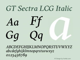 GT Sectra LCG Regular Italic Version 4.000;hotconv 1.0.109;makeotfexe 2.5.65596图片样张