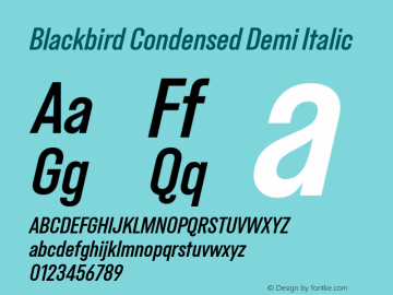 Blackbird Condensed Demi Italic Version 1.000;Glyphs 3.1.2 (3151)图片样张