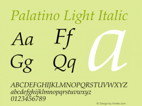 Palatino-LightItalic Version 001.000图片样张