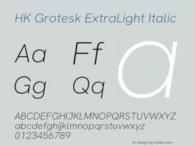 HK Grotesk ExtraLight Italic Version 3.001;FEAKit 1.0图片样张