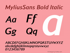 MyliusSans-BoldItalic Version 001.000图片样张