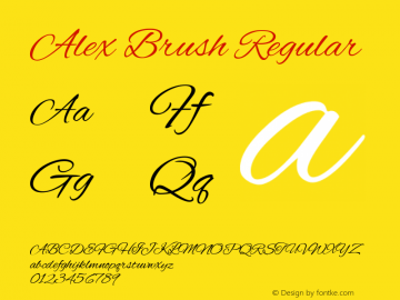 Alex Brush Regular Version 1.111; ttfautohint (v1.8.4.7-5d5b)图片样张