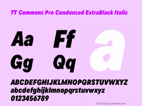 TT Commons Pro Condensed ExtraBlack Italic Version 3.400.03042024图片样张