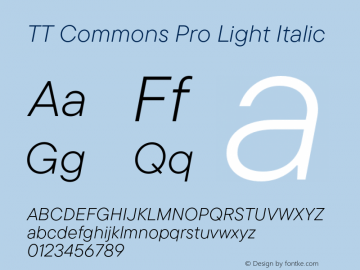 TT Commons Pro Light Italic Version 3.400.03042024图片样张