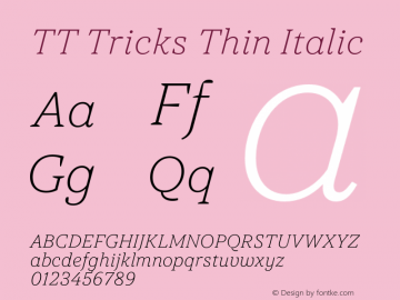 TT Tricks Thin Italic Version 2.000.20052024图片样张