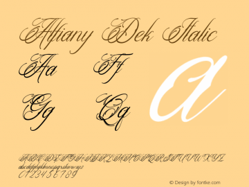 Alfiany Dek Italic Version 1.00;May 22, 2024;FontCreator 13.0.0.2680 64-bit图片样张