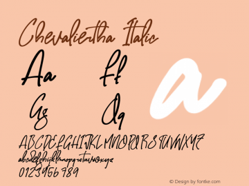 Chevaliertha Italic Version 1.00;May 24, 2024;FontCreator 13.0.0.2683 32-bit图片样张